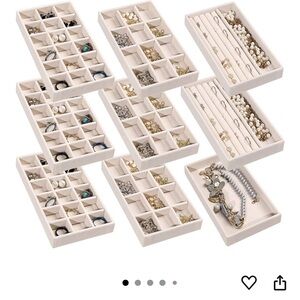 Beige Velvet Jewelry Organizer Tray Set